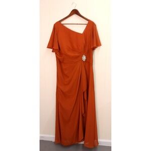 Elegant Terracotta Formal Dress Rhinestone‎ Detail Evening Gown Sz 18W /#8195